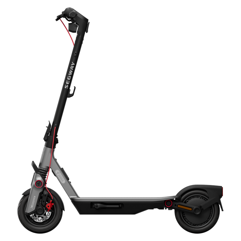 Segway Ninebot F3 side profile showing the front disc brake and suspension